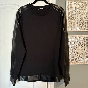 Versace Black Faux Leather Sweatshirt